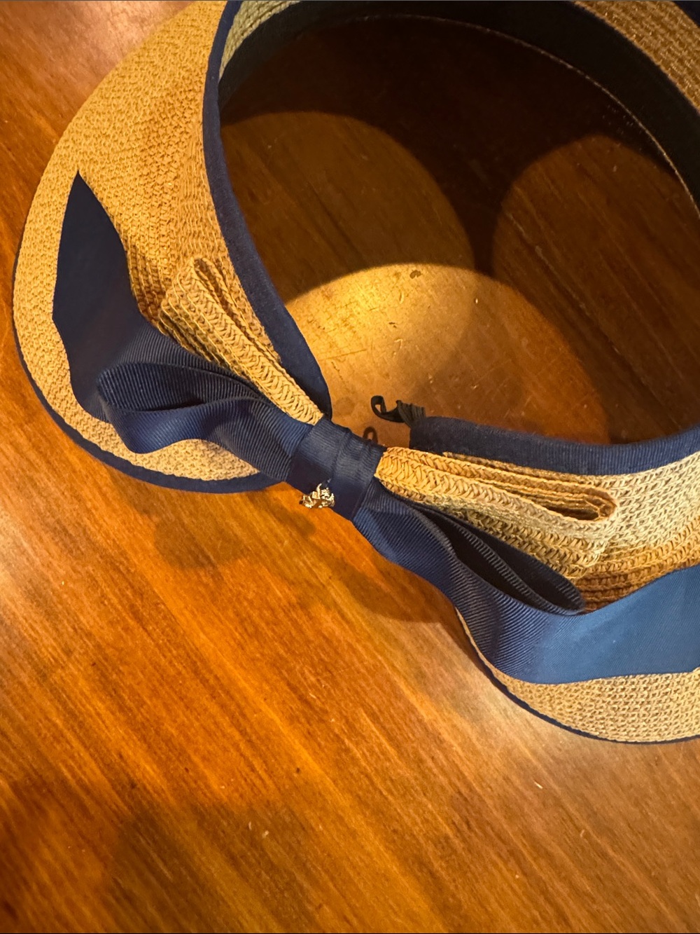 NWT Mud Pie Carlyle Packable Sun Visor Straw Hat Navy Anchor Travel Roll Up NEW - Picture 7 of 13